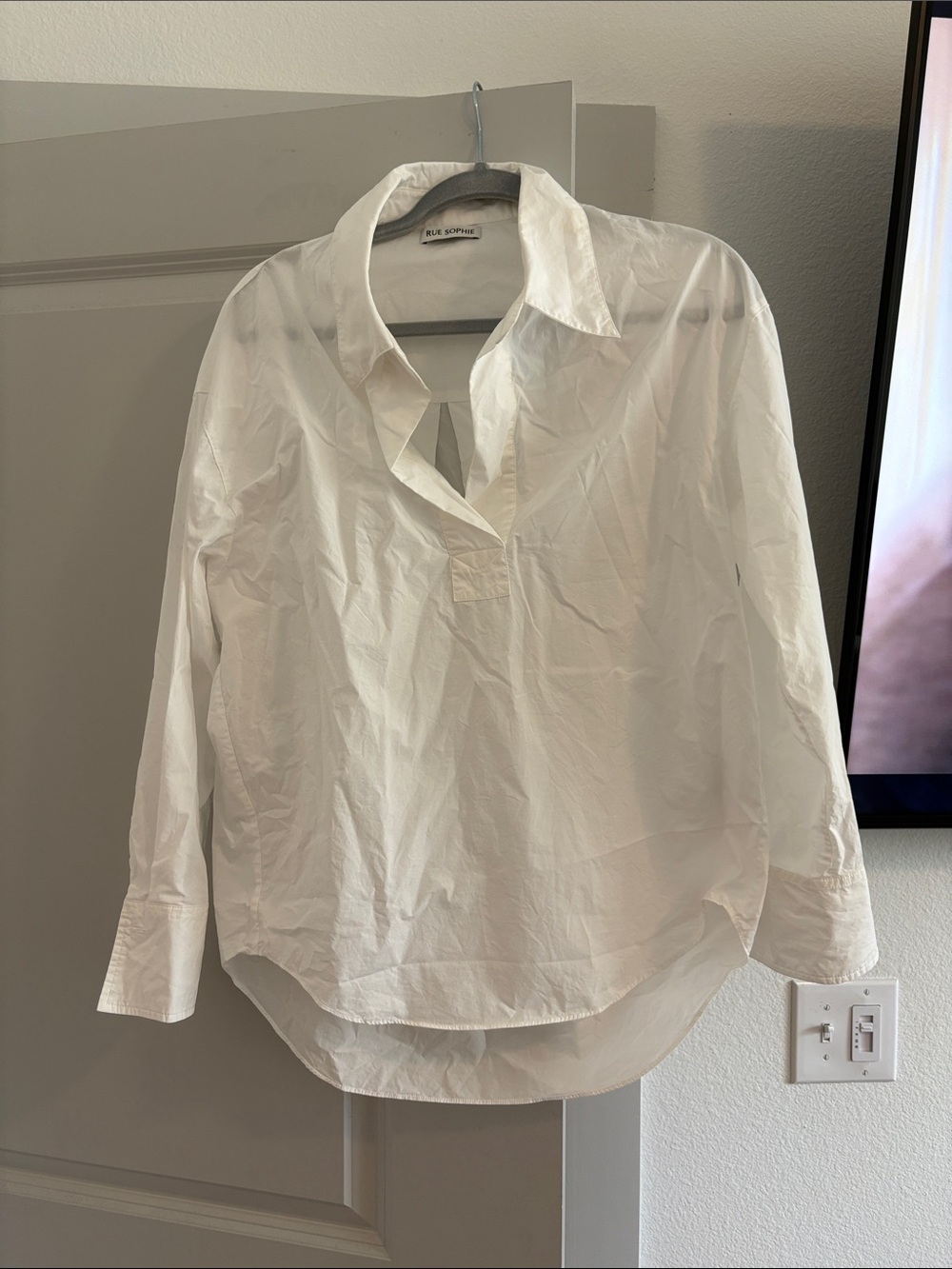 White Popover Button-Front Blouse